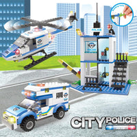 Police Helicopter / Car / Station Model Building Blocks-Golonzo