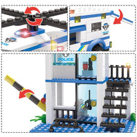 Police Helicopter / Car / Station Model Building Blocks-Golonzo
