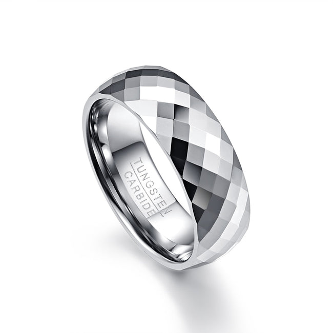 Multi-faceted High Polished Domed Tungsten Carbide Wedding Band Rings-ring-Golonzo