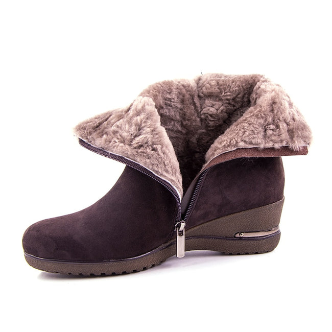 Winter Sheep Suede Women's Shoes - Wool Fur Plush Winter Boots-Women Shoes-Golonzo