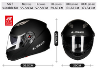 LS2 FF370 Motorcycle Racer Helmet - Flip up Full Face Dual Lens with Sun Visor-Motorcycle Helmets-Golonzo