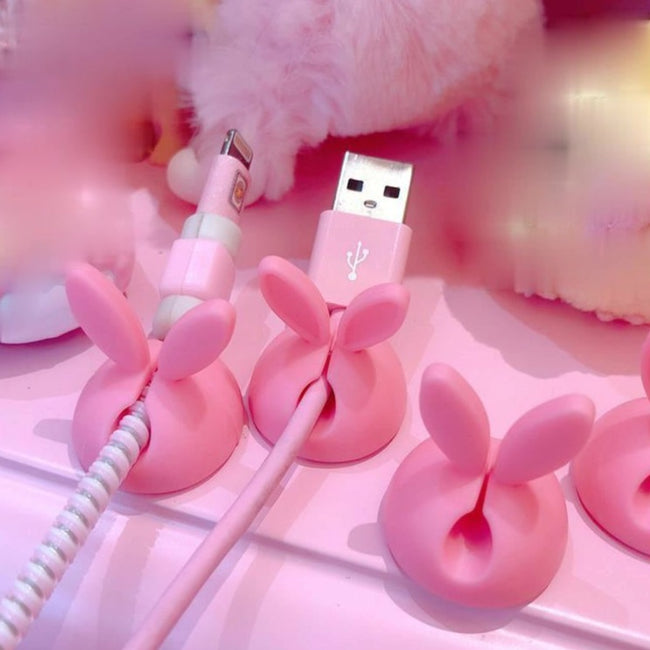 Pink Bunny Ear Cable Holder 4Pcs-Home-Golonzo