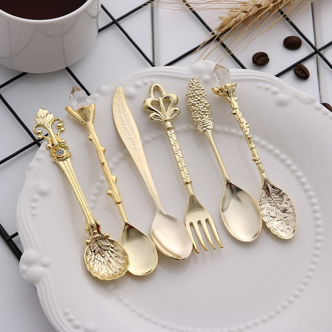 Vintage Spoons Fork Royal Coffee Snacks Dessert-Ear Picks & Spoons-Golonzo
