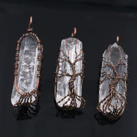 Natural/Rainbow Crystal Quartz TREE OF LIFE Chakra Neklaces-Necklaces-Golonzo