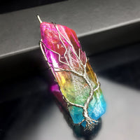 Natural/Rainbow Crystal Quartz TREE OF LIFE Chakra Neklaces-Necklaces-Golonzo