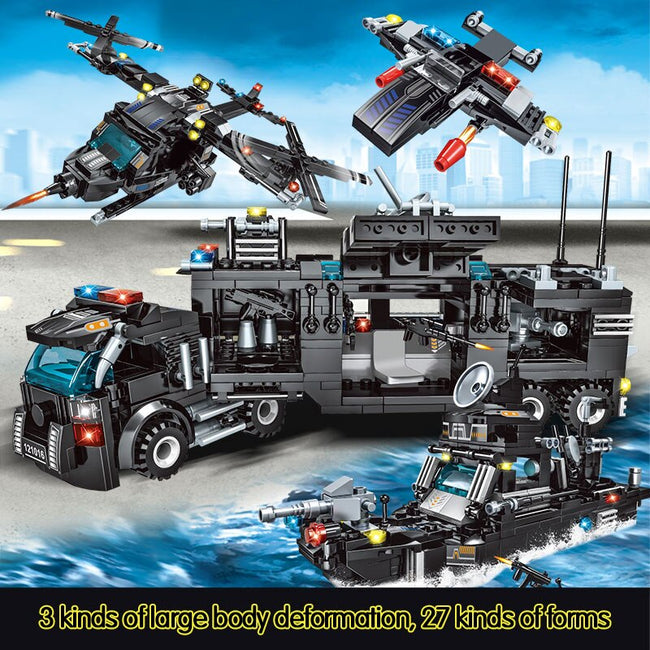 SWAT Team Lego Set Transformer Truck-Toys-Golonzo