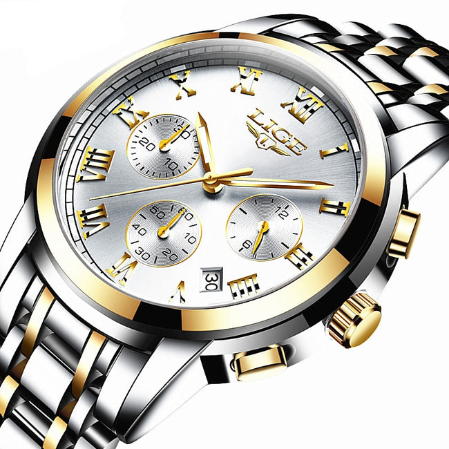 Luxury Watch Mens Quartz Stainless Steel Fashion Chronograph Watch-Watch-Golonzo