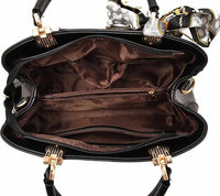 Luxury Scarves PU Leather Flowers Tote Handbags-Handbags-Golonzo