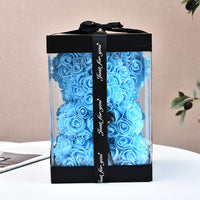 Hand Made Rose Teddy Bear 10 inch USA - Gift for Mothers Day, Valentines Day-Dolls-Golonzo