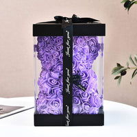 Hand Made Rose Teddy Bear 10 inch USA - Gift for Mothers Day, Valentines Day-Dolls-Golonzo