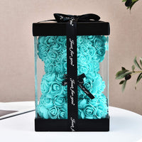 Hand Made Rose Teddy Bear 10 inch USA - Gift for Mothers Day, Valentines Day-Dolls-Golonzo