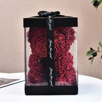 Hand Made Rose Teddy Bear 10 inch USA - Gift for Mothers Day, Valentines Day-Dolls-Golonzo