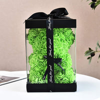 Hand Made Rose Teddy Bear 10 inch USA - Gift for Mothers Day, Valentines Day-Dolls-Golonzo