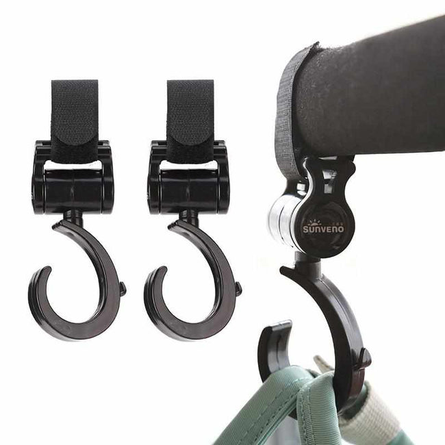 Baby Stroller hooks - Bag Hanger Rotate 360 Cart Hook (2pcs)-Baby Strollers Accessories-Golonzo