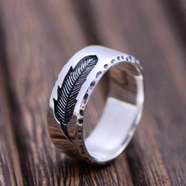 925 Sterling Silver Feather Ring-ring-Golonzo