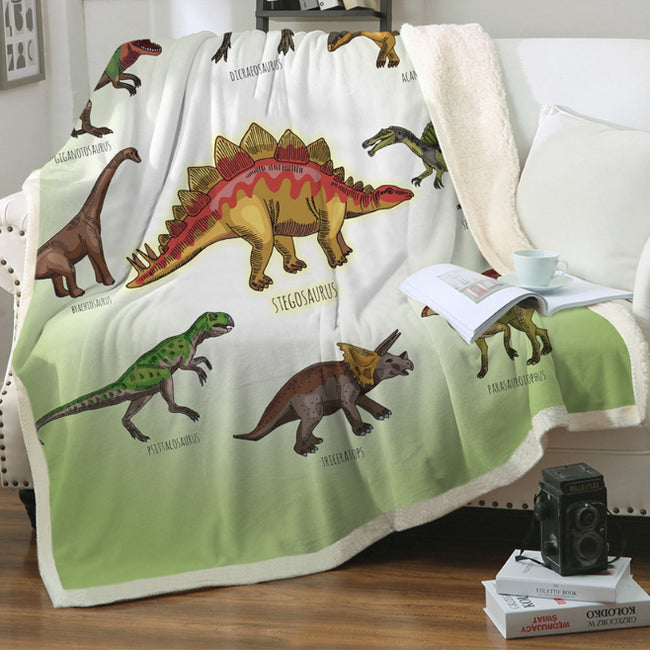 Dinosaur Blanket for Kids - Cartoon Microfiber Jurassic Plush-Blankets-Golonzo