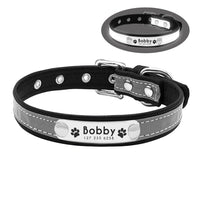 Personalized Dog Collar Reflective Leather ID Name Custom Engraved-Dog Supplies-Golonzo