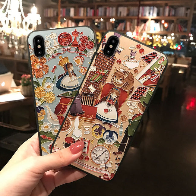 Alice In Wonderland Reliëf Telefoon Case-Mobile Phone Case-Golonzo