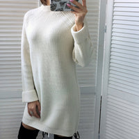 Knitted Cotton Sweater Dresses-Dresses-Golonzo