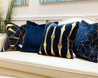 Luxury Blue Cushion Covers Decorative Pillow Cases Appliqu-Back & Lumbar Support Cushions-Golonzo