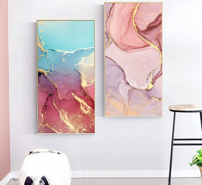 Abstract Wall Art Canvas Painting Print Mix Marble Vein-Artwork-Golonzo