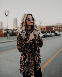 Leopard Print Faux Fur Coat - Women Jacket-Coats and Jackets-Golonzo