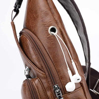 Men's Retro Chest Bag - PU Leather Single Shoulder Bag-Handbags-Golonzo