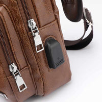 Men's Retro Chest Bag - PU Leather Single Shoulder Bag-Handbags-Golonzo