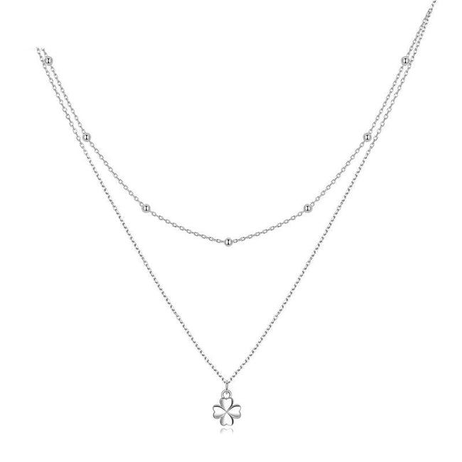 925 Sterling Silver Clover Pendant Necklace-Necklaces-Golonzo