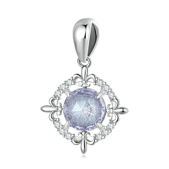 925 Sterling Silver Iris Pendant Charms Bracelet-Charms & Pendants-Golonzo