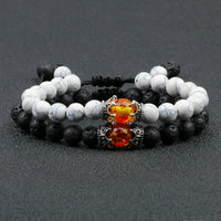 Black Lava Stone - Tiger Eye Charm Bracelet-Bracelets-Golonzo