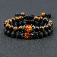 Black Lava Stone - Tiger Eye Charm Bracelet-Bracelets-Golonzo