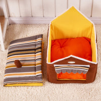Stripe Soft Home Shape Dog Bed-Dog Beds-Golonzo