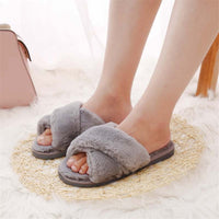 Winter Fashion Women Home Slippers with Faux Fur Warm Shoes-Women Shoes-Golonzo