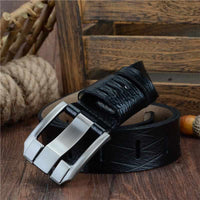 Genuine Luxury Leather Men Belts - Pin Buckle BIG SIZE 100-130cm 3.8 width-Belts-Golonzo