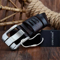 Genuine Luxury Leather Men Belts - Pin Buckle BIG SIZE 100-130cm 3.8 width-Belts-Golonzo