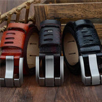 Genuine Luxury Leather Men Belts - Pin Buckle BIG SIZE 100-130cm 3.8 width-Belts-Golonzo