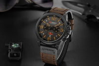 Men's Watches - Quartz Military Genuine Leather Waterproof Sport Wristwatch-Watch-Golonzo