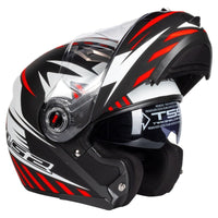 LS2 FF370 Motorcycle Racer Helmet - Flip up Full Face Dual Lens with Sun Visor-Motorcycle Helmets-Golonzo