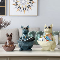 Cat Dog Figurines Resin Moden Crafts Animals Miniature cute ornaments for Home office decoration Storage bowl-statue-Golonzo