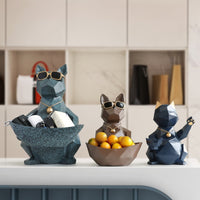 Cat Dog Figurines Resin Moden Crafts Animals Miniature cute ornaments for Home office decoration Storage bowl-statue-Golonzo