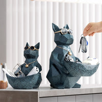 Cat Dog Figurines Resin Moden Crafts Animals Miniature cute ornaments for Home office decoration Storage bowl-statue-Golonzo