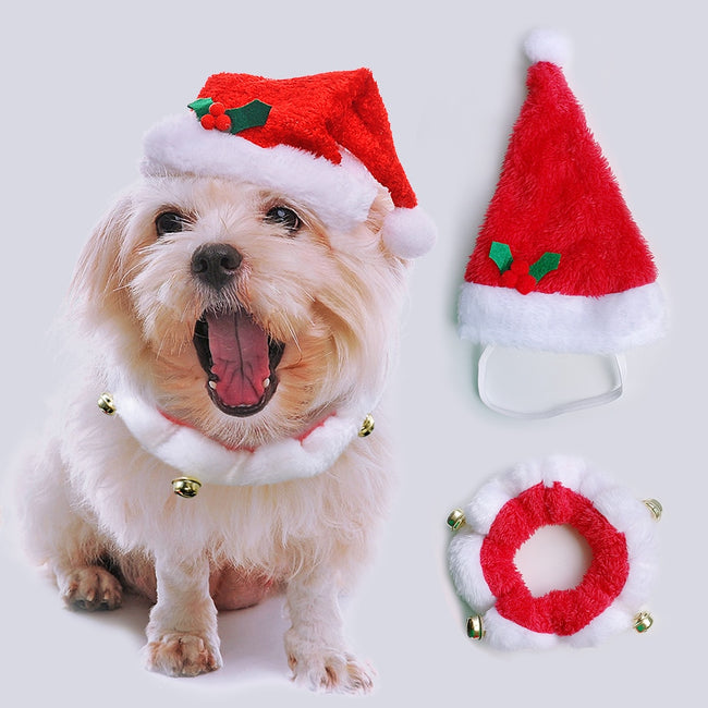 Christmas Hat Scarf Set Accessories for Pet-Pet Supplies-Golonzo