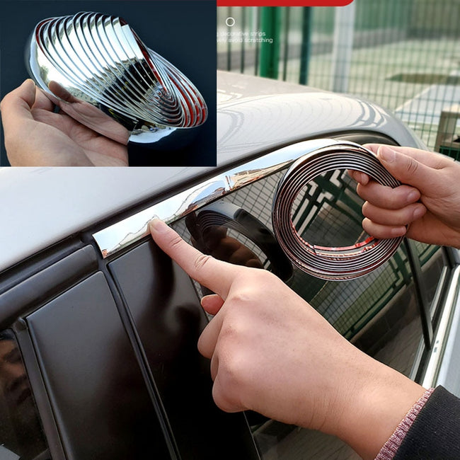 Chrome Moulding Trim Car Door Protector Stickers Strip Bumper Grill Car Anti Collision Tape Door Edge Guard-Car Protector-Golonzo