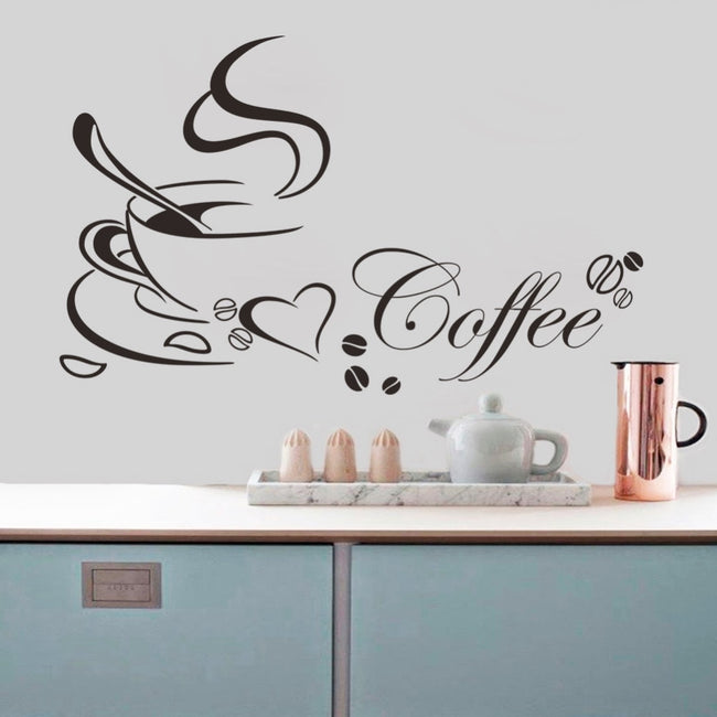 Coffee cup with heart vinyl wall Stickers-wall sticker-Golonzo