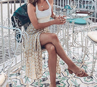 Twist Off Shoulder Split Casual Dress-Dresses-Golonzo