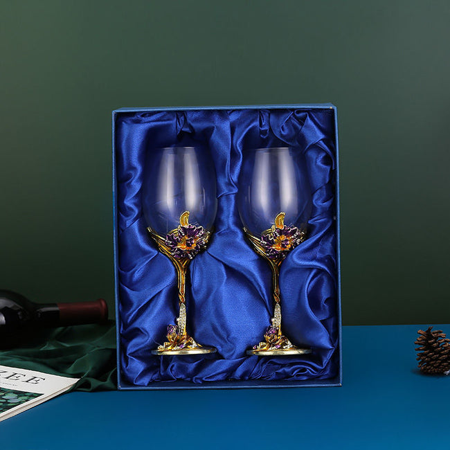 Enamel Iris Glass - Unique Champagne Flutes Crystalline-Glass-Golonzo