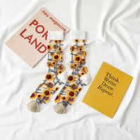Creative Crystal Silk Tide Socks Funny Sunflowers Vines Flowers Happy Socks Casual-Socks-Golonzo