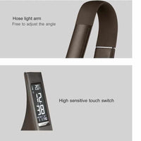 LED Business Desk Lamp - Leather Texture Folding Reading Table Lamp With Alarm Clock/Calendar LCD Display-Desk Lamps-Golonzo