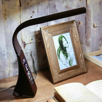 LED Business Desk Lamp - Leather Texture Folding Reading Table Lamp With Alarm Clock/Calendar LCD Display-Desk Lamps-Golonzo